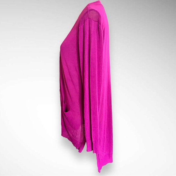 BETSEY'S BOUTIQUE SHOP Tissue Button Fuchsia Long Cardigan Med | NWOT - Picture 4 of 10